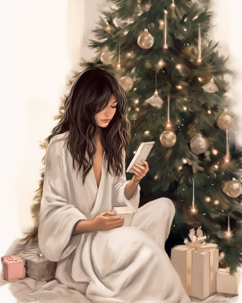 kova.artist_girl_sitting_around_a_christmas_tree_in_the_style_o_00ad6670-251c-4dff-a9bb-a294d76d5e2b