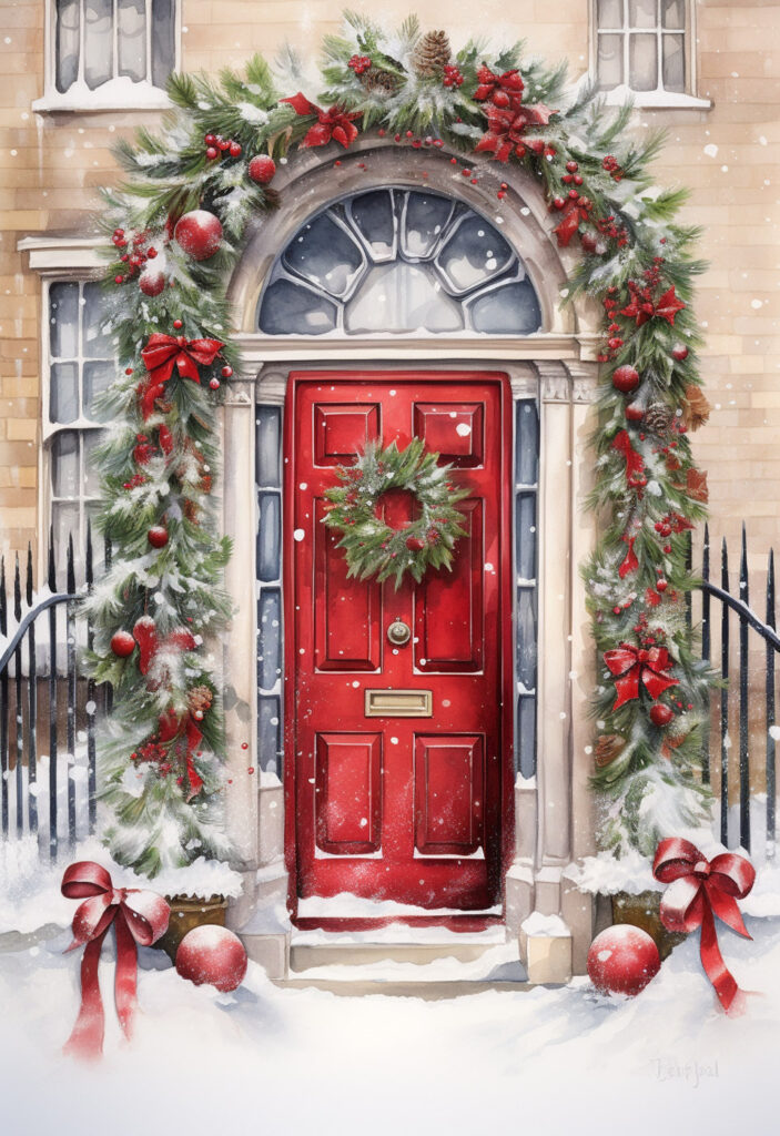 kova.artist_red_wooden_door_christmas_in_the_style_of_jane_newl_7f0ae7c7-d3d6-4dbe-918b-728f3cdcd6a2